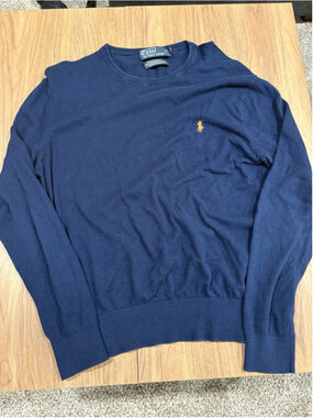 Polo Ralph Lauren Men's Sweater L Gray Crewneck 85% Cotton 15% Cashmere E1